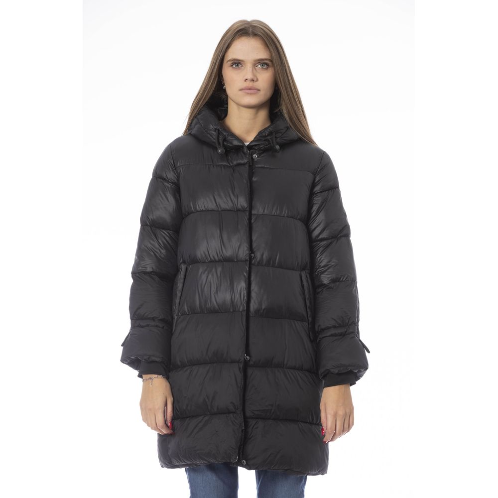 Baldinini Trend Black Nylon Jacket Coat