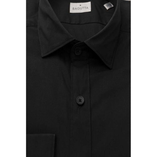 Bagutta Black Cotton Men Shirt BA-23932-XL