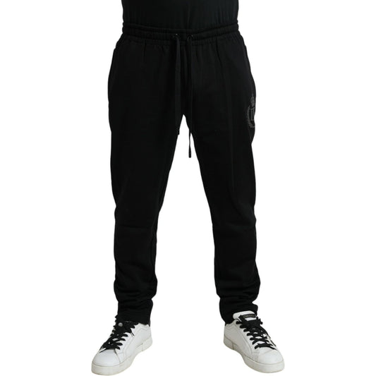 Dolce & Gabbana Black Cotton Logo Jogger Men Sweatpants Pants PAN75087-54