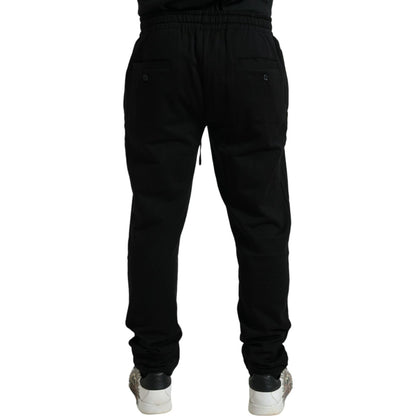 Dolce & Gabbana Black Cotton Logo Jogger Men Sweatpants Pants