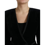 Dolce & Gabbana Black Velvet Cotton Double Breasted Jacket JKT3735-40
