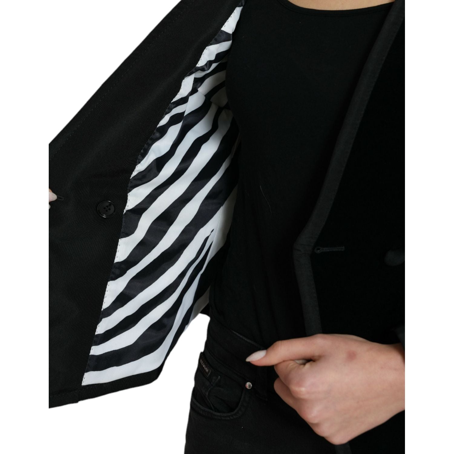 سترة أنيقة مزدوجة الصدر من القطن والحرير من دولتشي آند غابانا