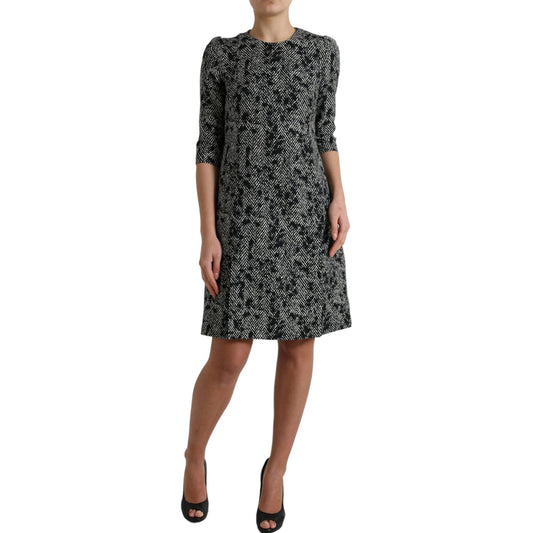 Dolce & Gabbana Black Chevron Polyester Shift Mini Dress DR28984-40