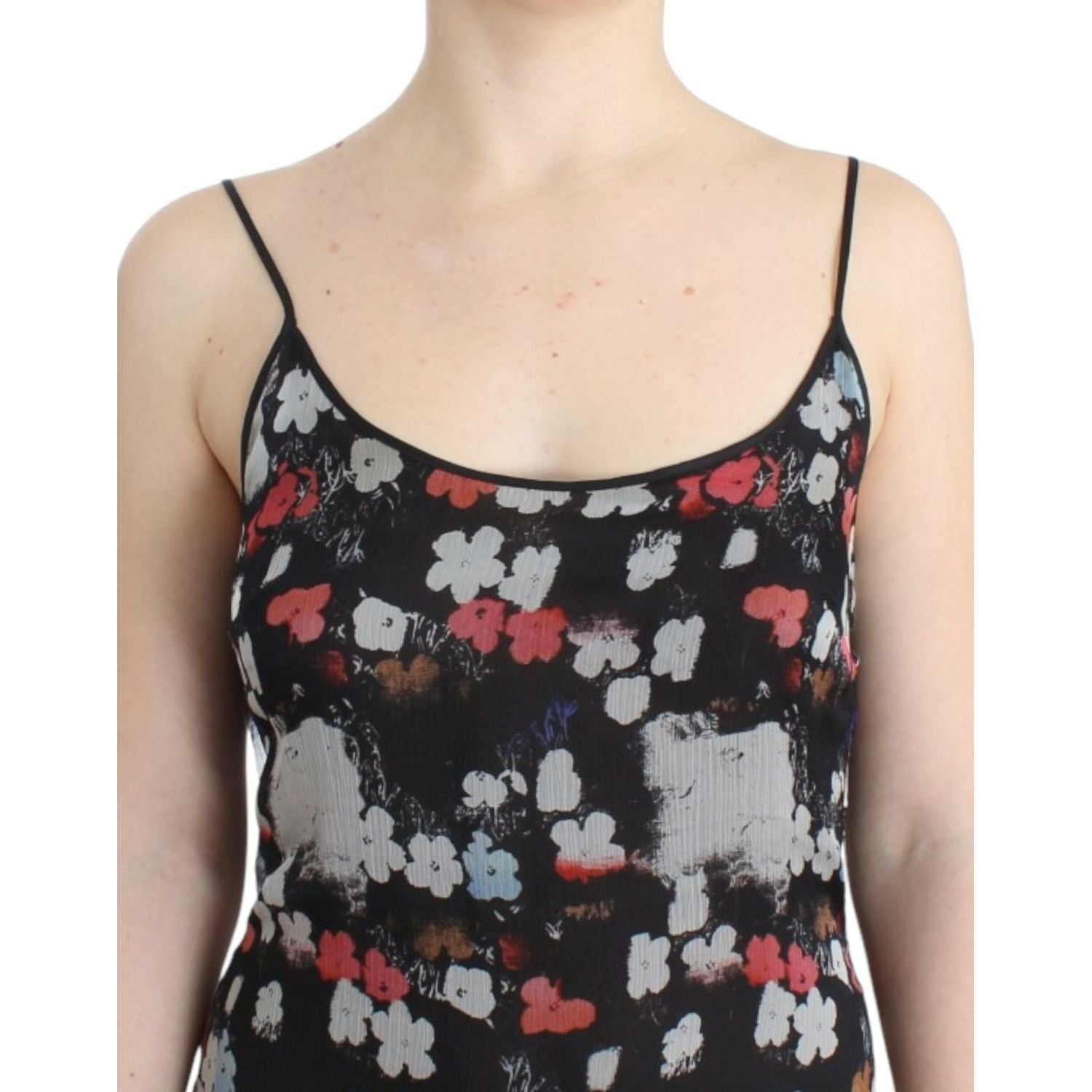 فستان قصير من الحرير متعدد الألوان مزين بالزهور من كوستيوم ناشيونال