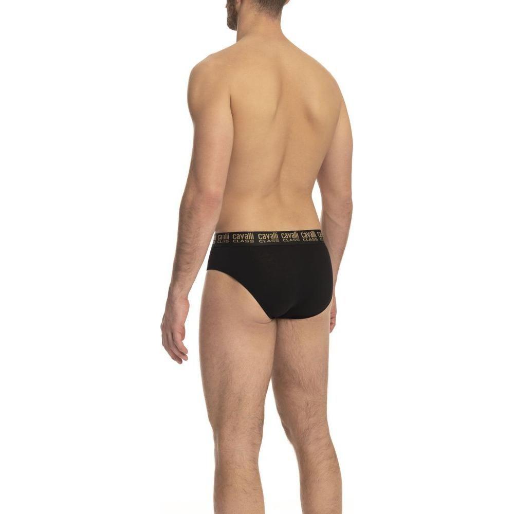 Cavalli Class Black Cotton Men's Briefs Pair