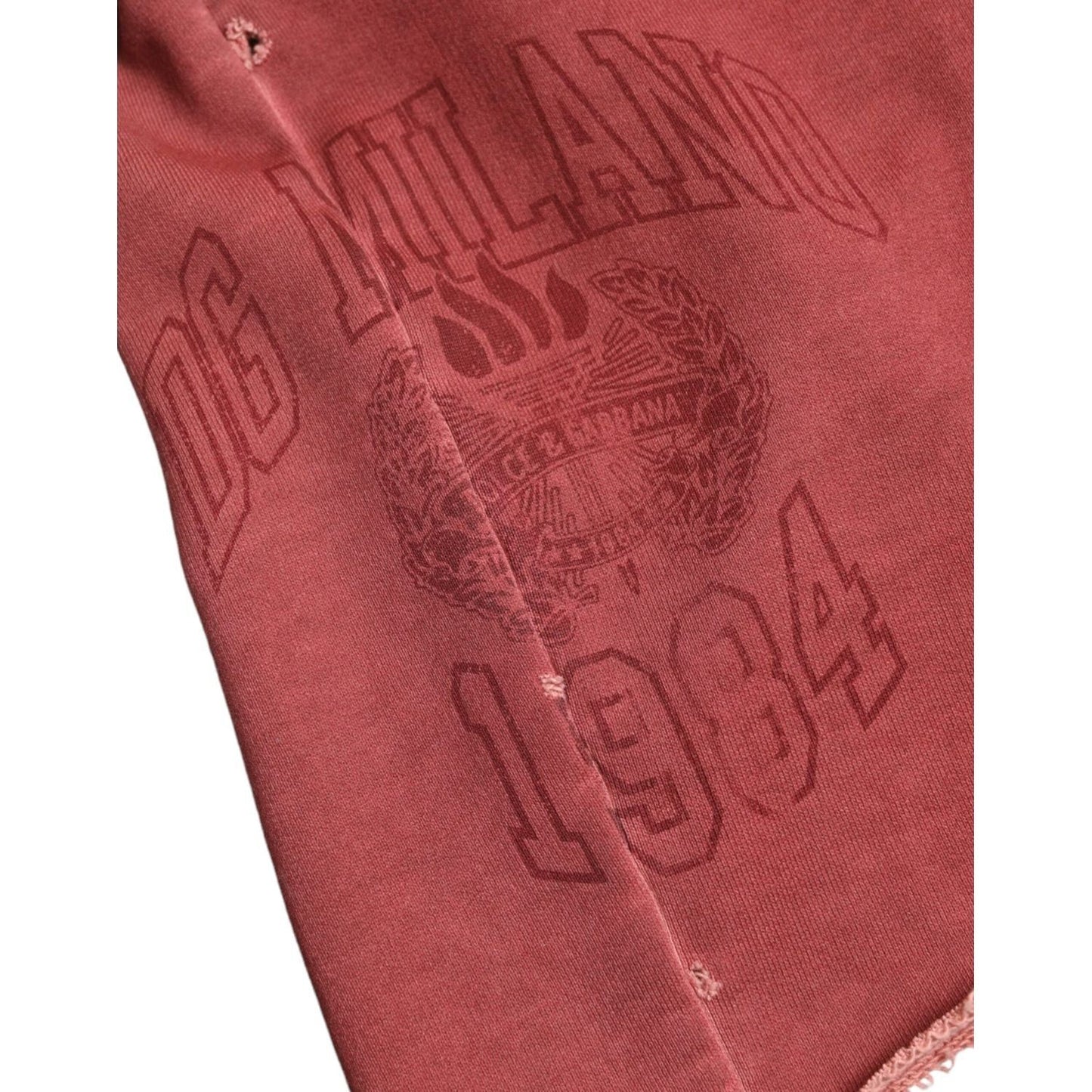 Dolce & Gabbana Maroon Cotton High Waist Sweatshorts Shorts