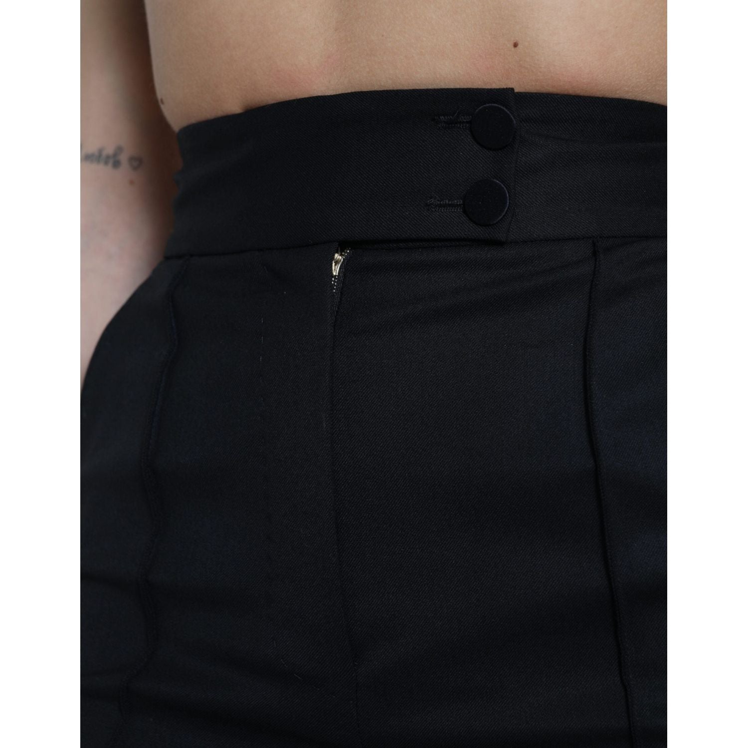 Dolce & Gabbana Black Wool High Waist Tapered Pants