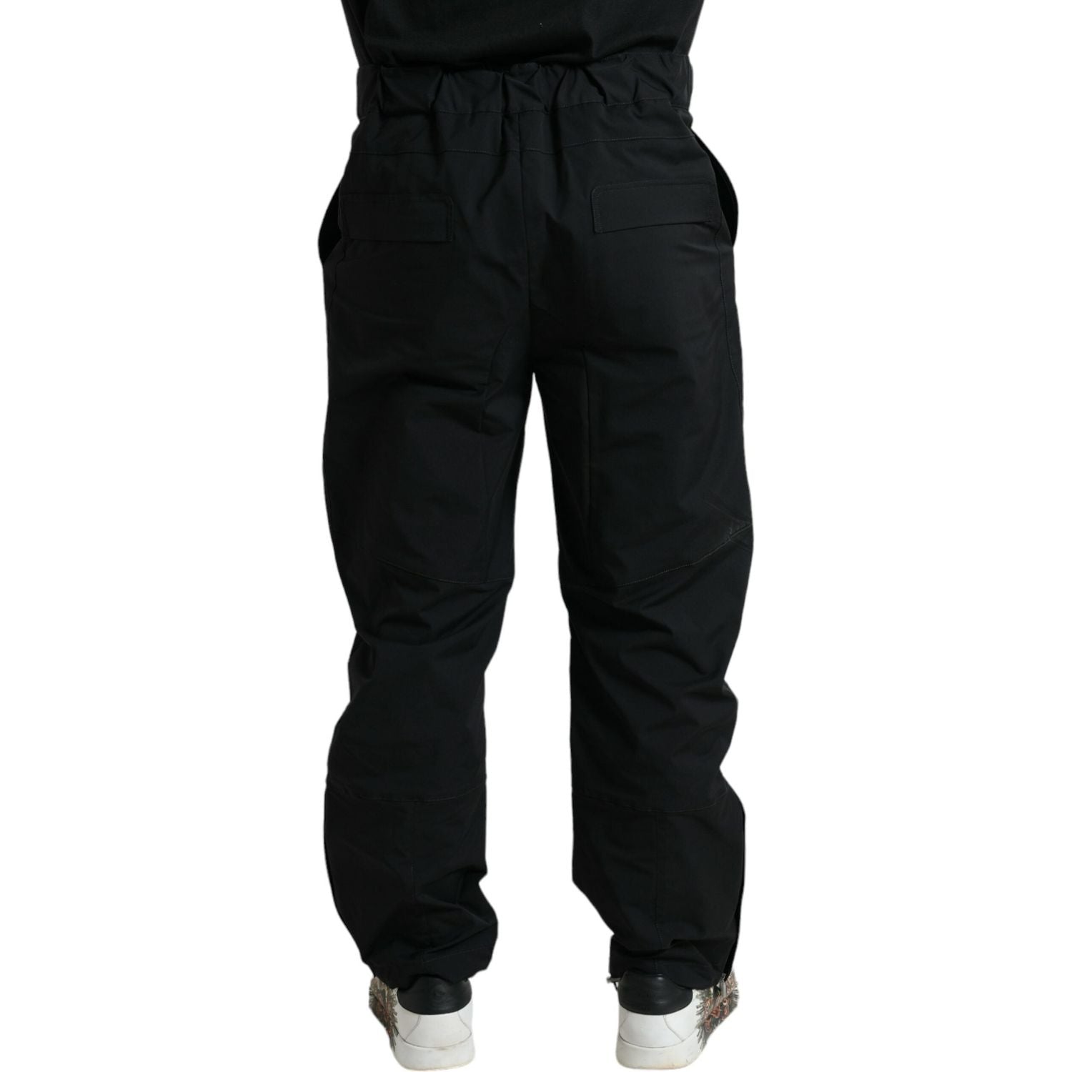 Dolce & Gabbana Black Polyester Logo Straight Pants