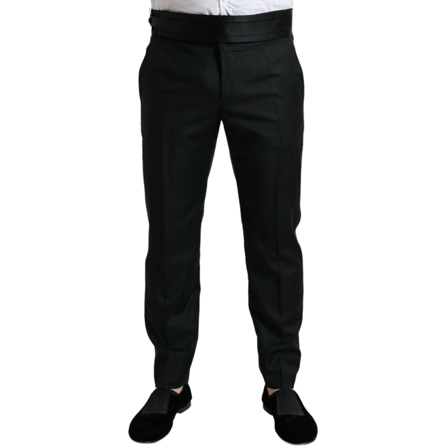 Dolce & Gabbana Black Wool Slim Fit Formal Trouser Dress Pants
