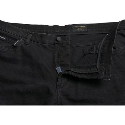 Dolce & Gabbana Black Cotton Stretch Bermuda Denim Shorts