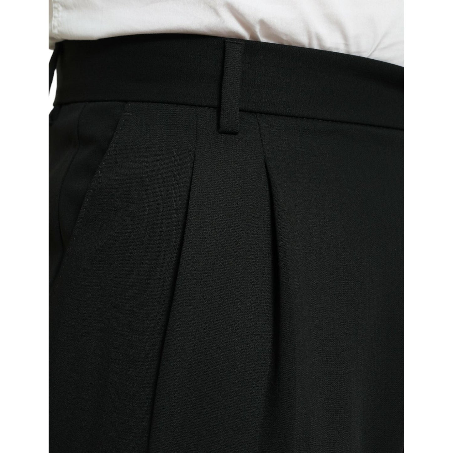 Dolce & Gabbana Black Wool Formal Straight Fit Dress Pants