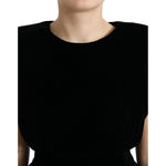 Dolce & Gabbana Black Velvet Fitted Padded Shoulder Blouse Top TSH84239-40