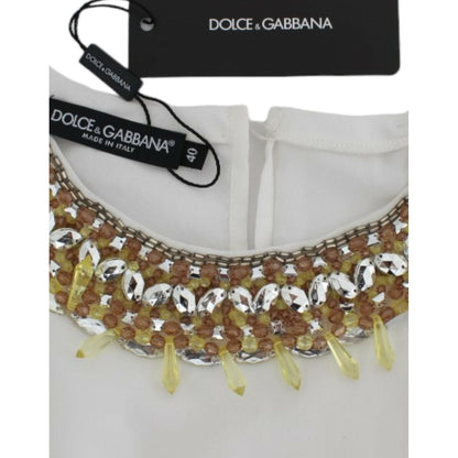 Dolce & Gabbana White crystal embellished tank top