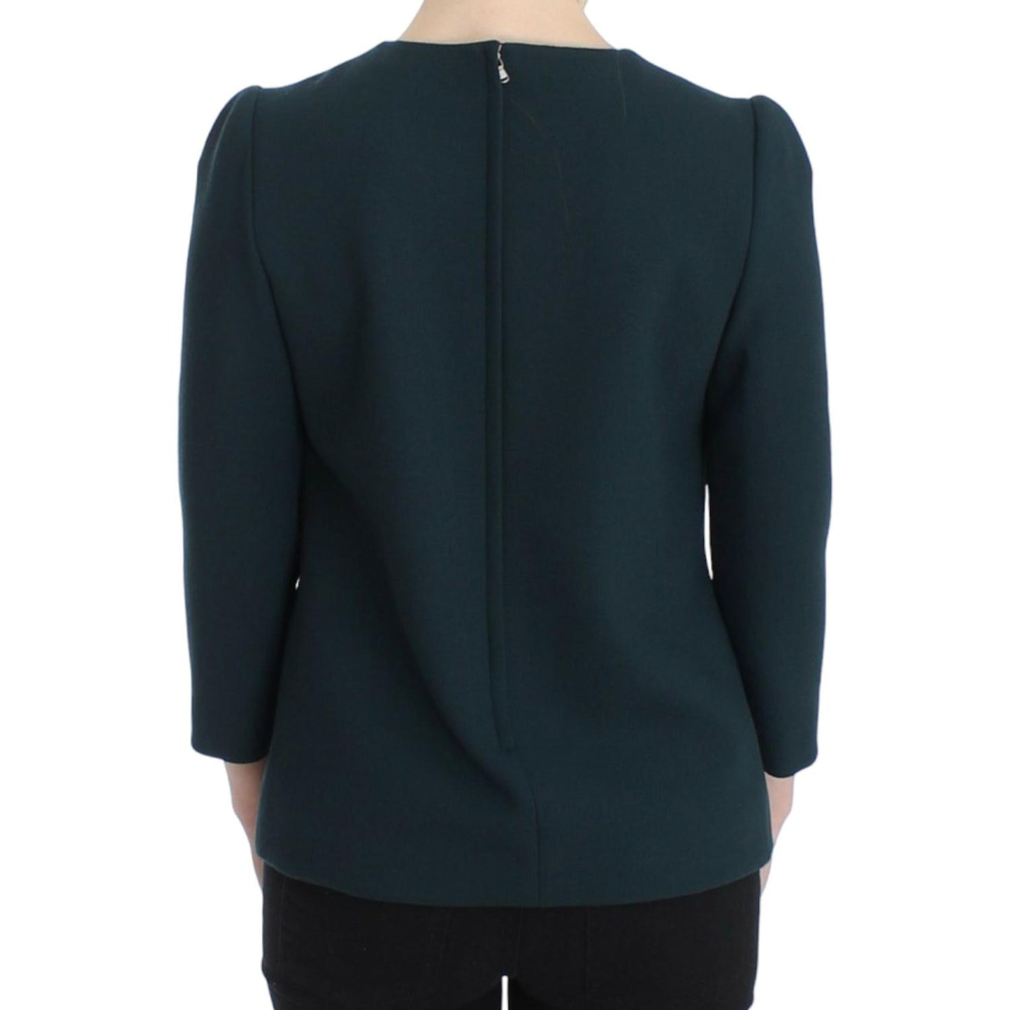 Dolce & Gabbana Green 3/4 sleeve wool blouse