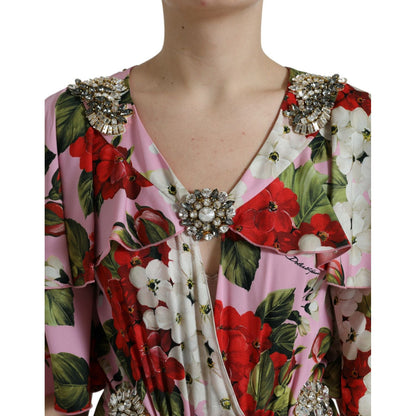 Dolce & Gabbana Multicolor Floral Crystal Embellished A-line Dress