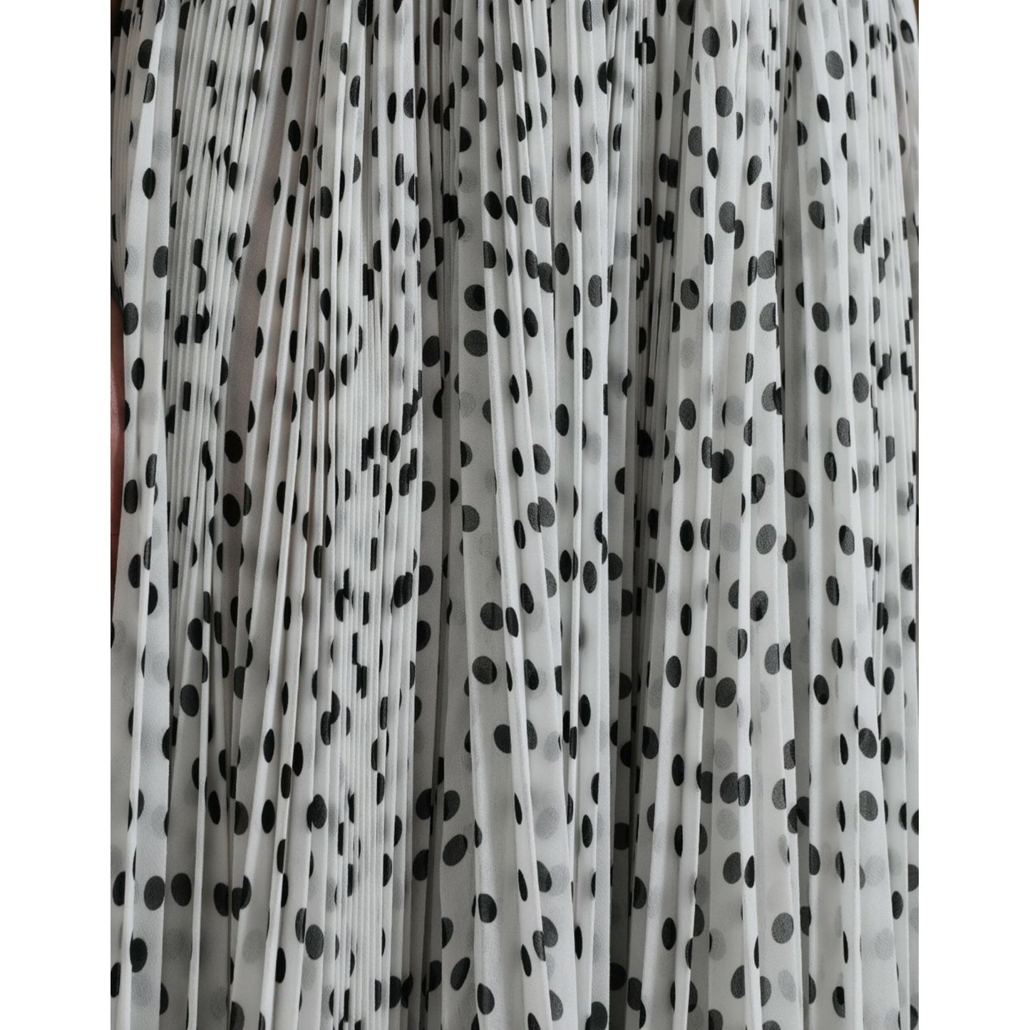 Dolce & Gabbana White Polka Dot A-line Pleated Maxi Dress