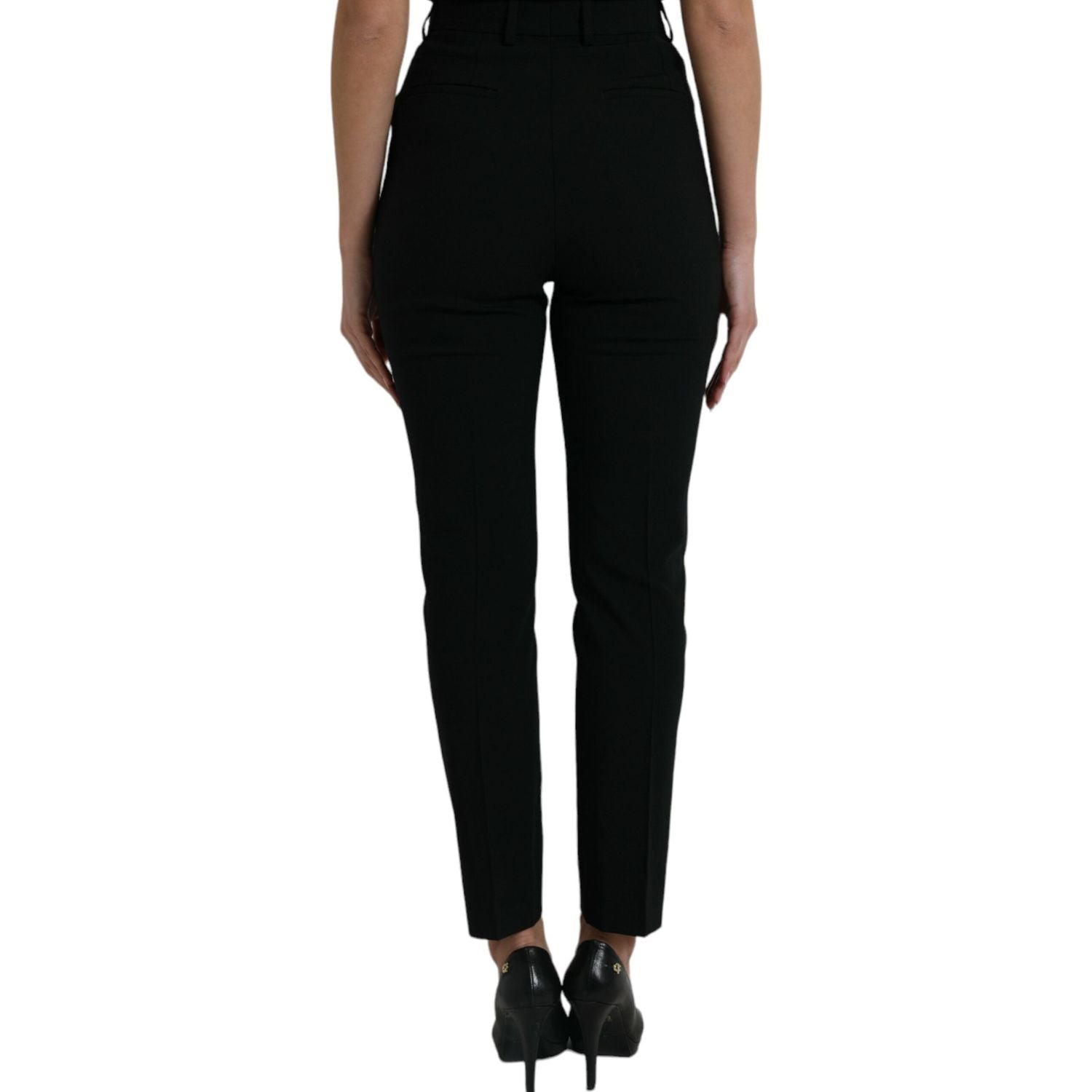 Dolce & Gabbana Black Wool High Waist Tapered Pants