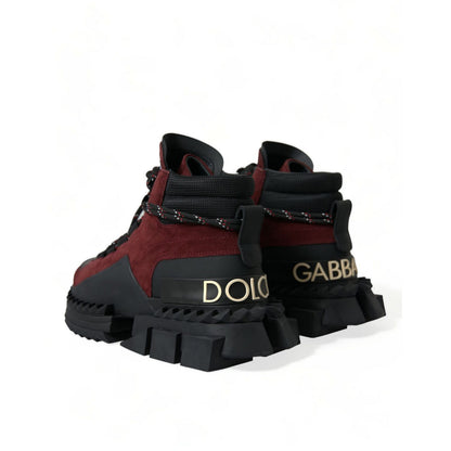 Dolce & Gabbana Burgundy Super King High Top Men Sneakers Shoes