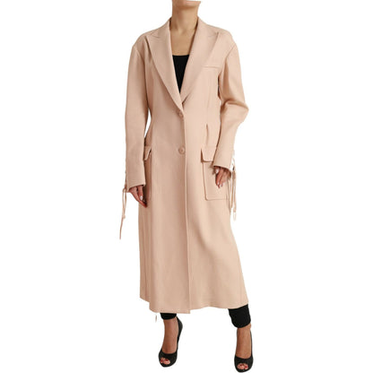 Dolce & Gabbana Beige Cotton Single Breasted Long Coat Jacket