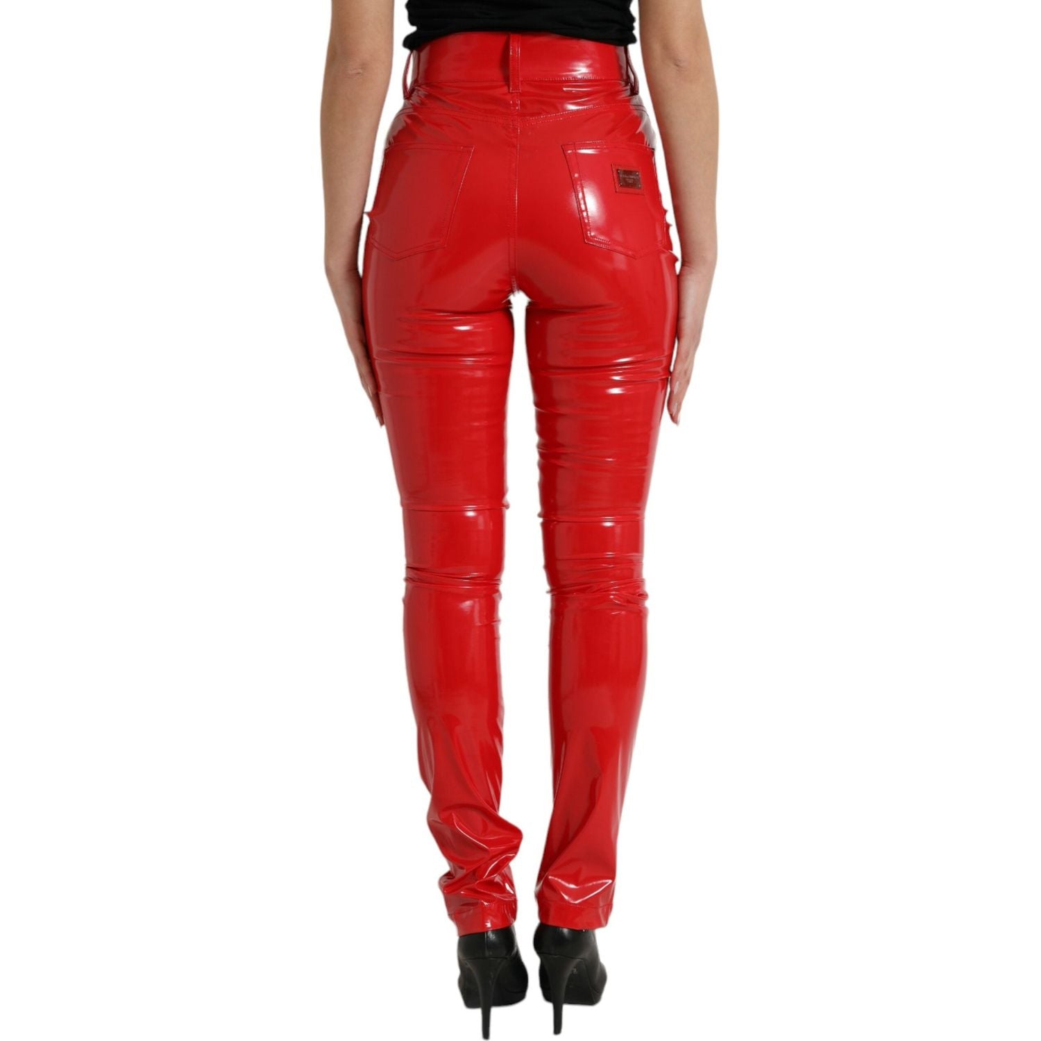 Dolce & Gabbana Shiny Red High Waist Skinny Pants