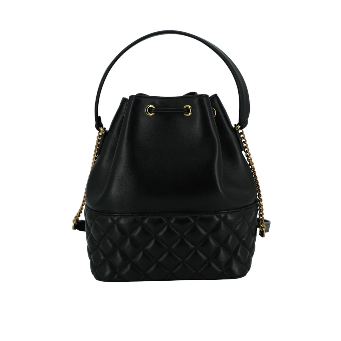 Versace Elegant Black Leather Medusa Bucket Shoulder Bag 8056204626517