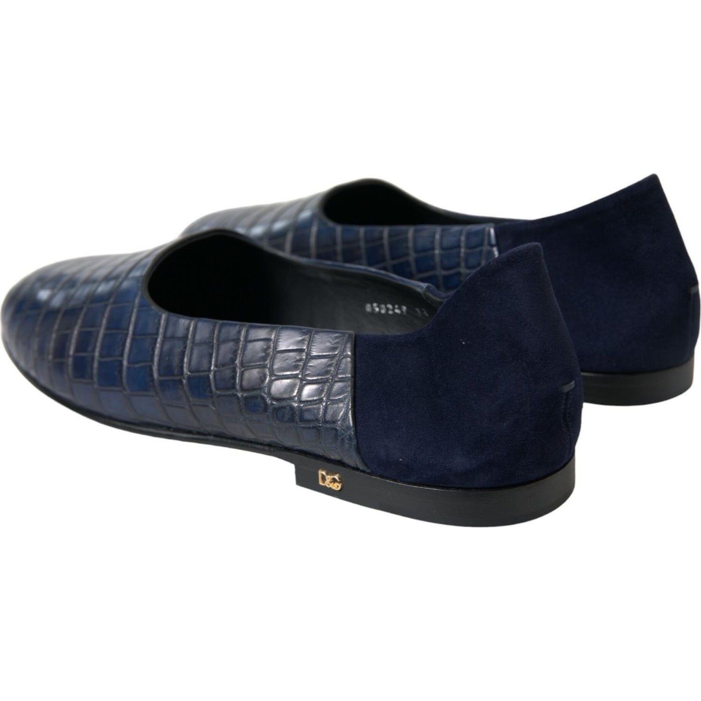 Dolce & Gabbana Blue Crocodile Leather Loafers Slip On Shoes
