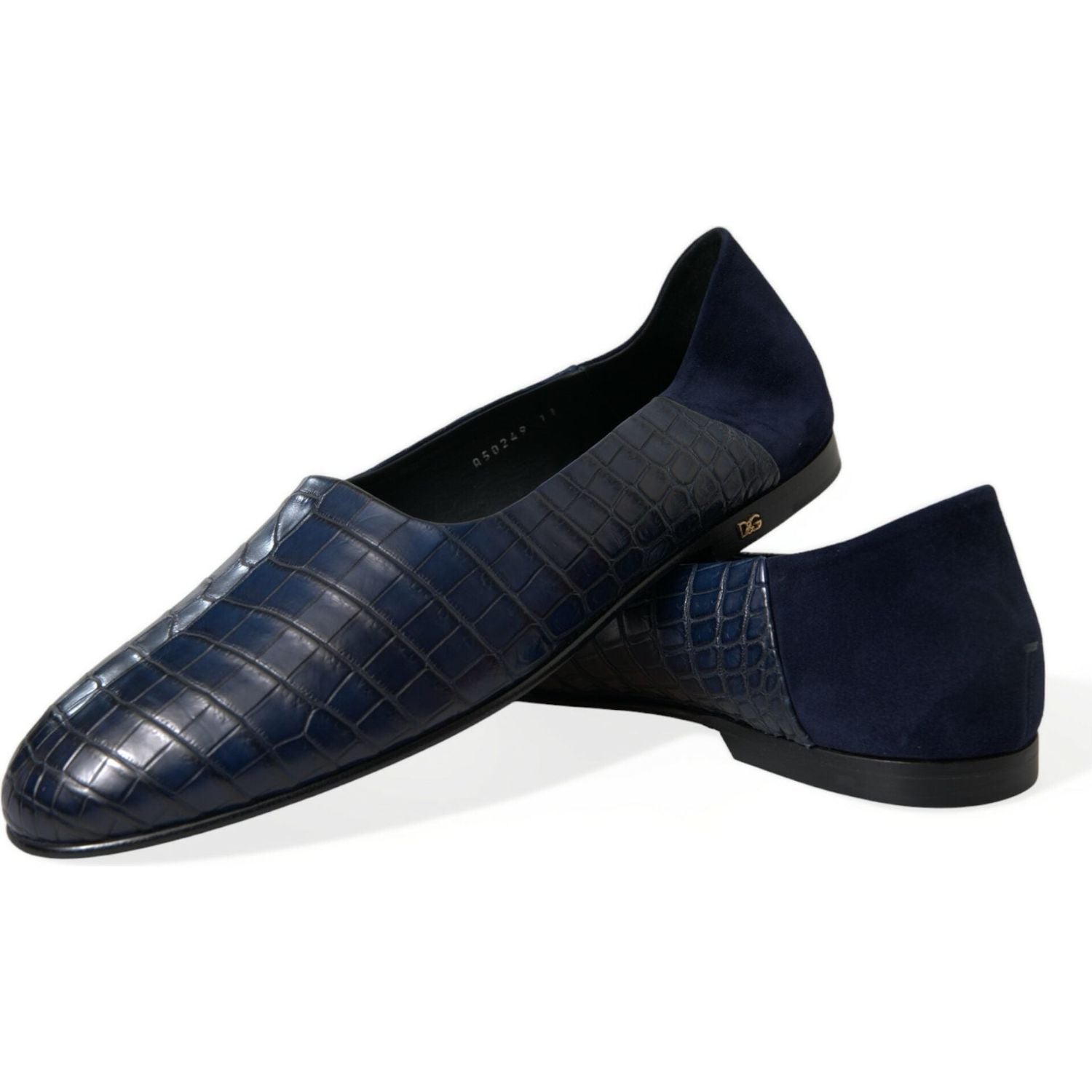 Dolce & Gabbana Blue Crocodile Leather Loafers Slip On Shoes