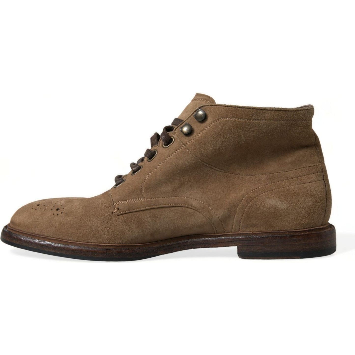 Dolce & Gabbana Brown Leather Lace Up Ankle Boots Shoes