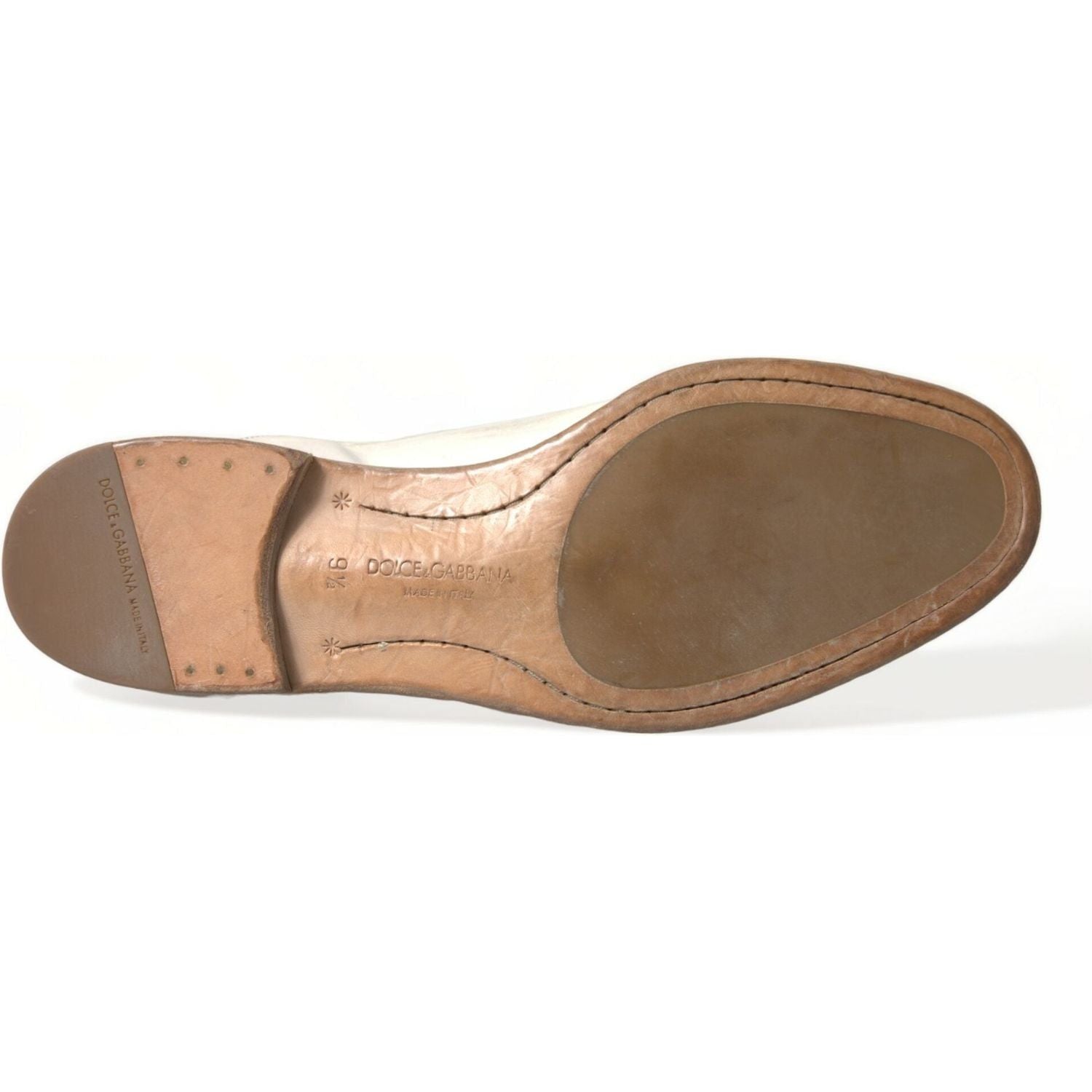 حذاء ديربي أنيق من جلد العجل باللون الأبيض من دولتشي آند غابانا