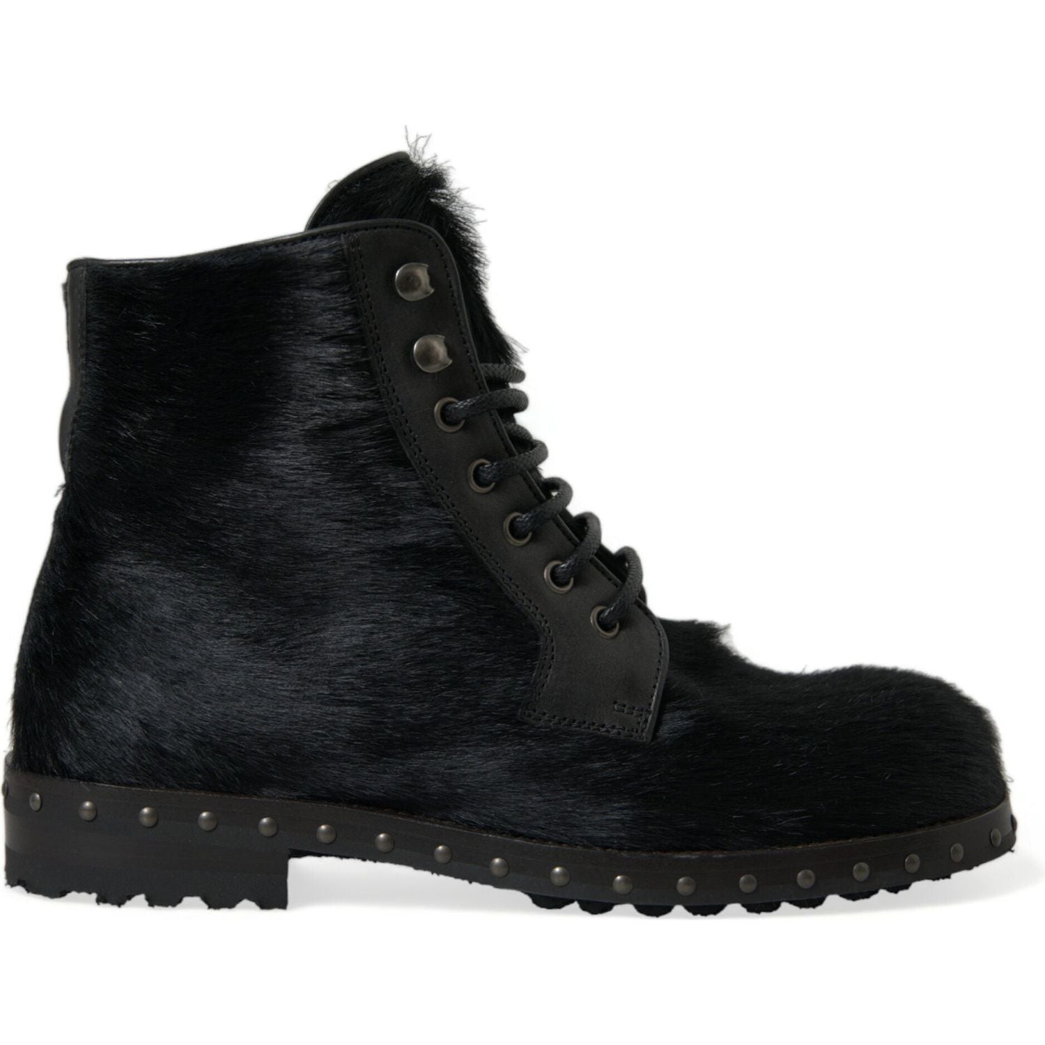 حذاء دولتشي آند غابانا الأنيق المصنوع من جلد العجل الأسود برباط