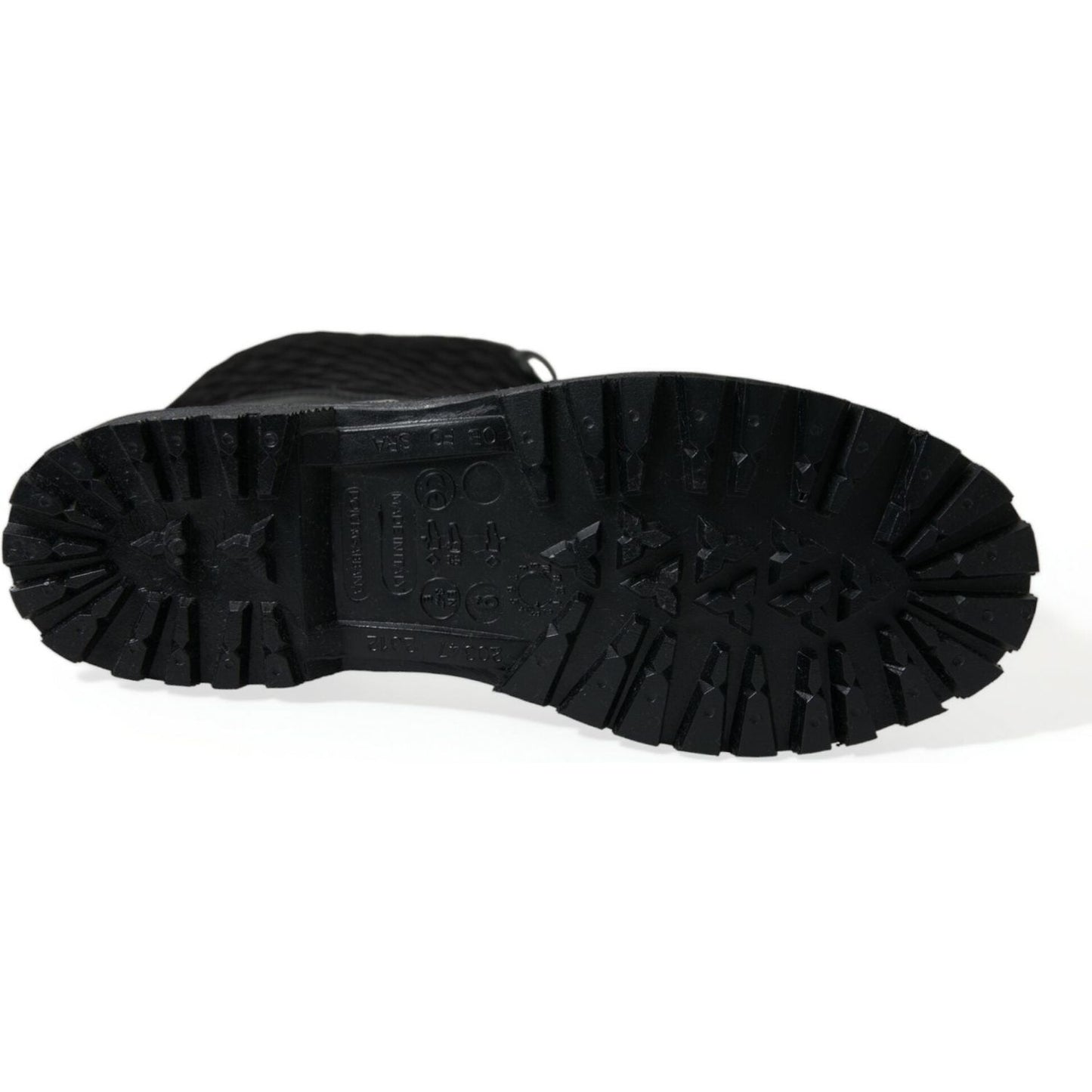 Dolce & Gabbana Black Chioggia Rubber Suede Rain Boots Shoes