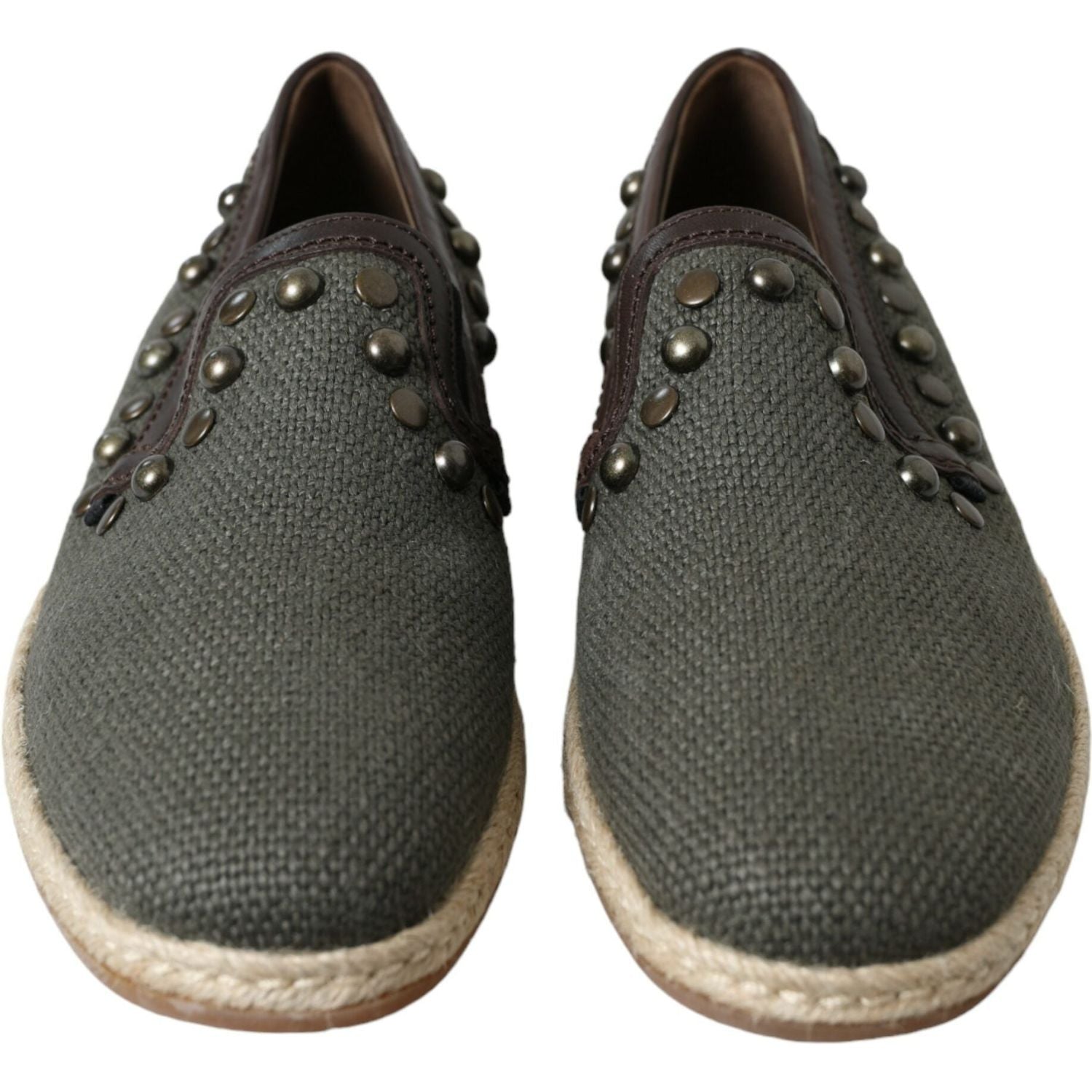 حذاء لوفر من قماش دولتشي آند غابانا مرصع بالمسامير