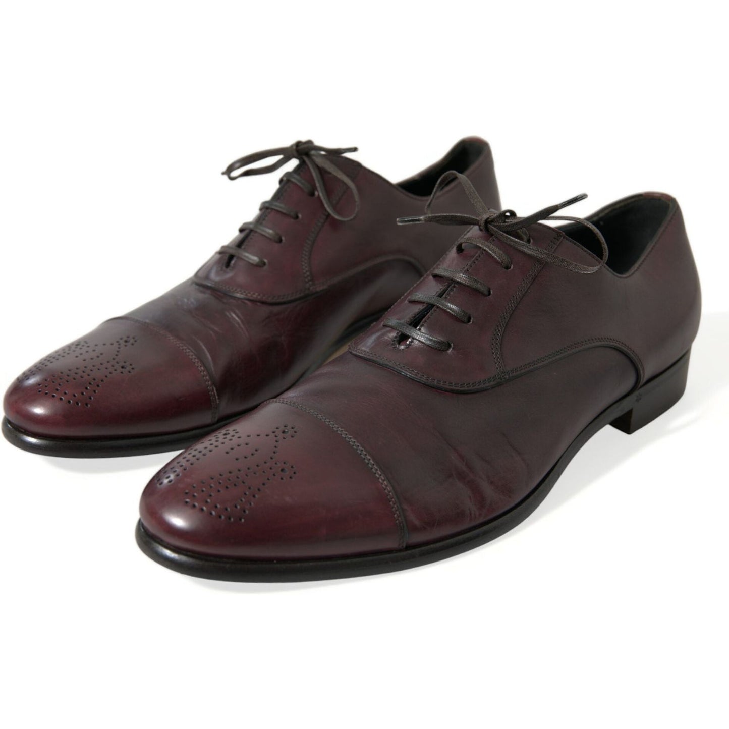 Dolce & Gabbana Bordeaux Leather Men Formal Derby Dress Shoes MV5519-44