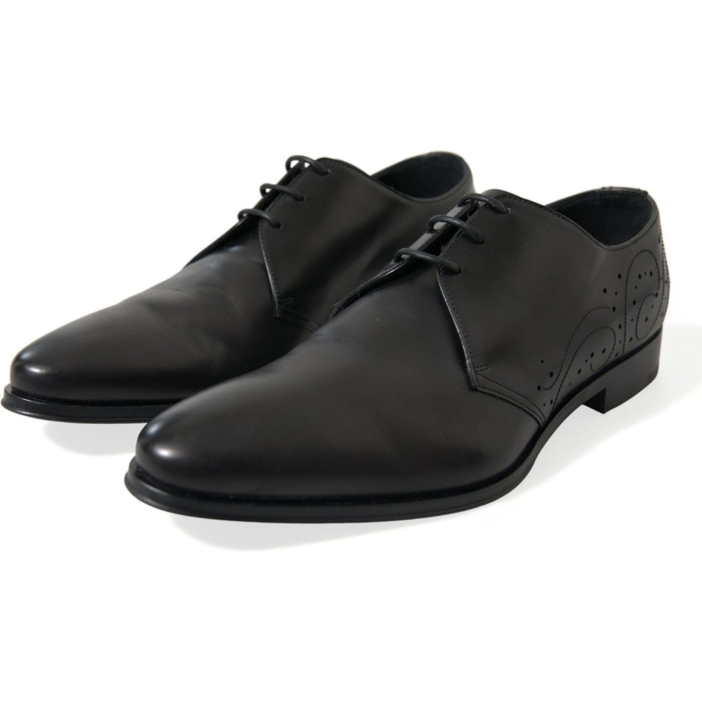 Dolce & Gabbana Black Leather Lace Up Formal Derby Dress Shoes