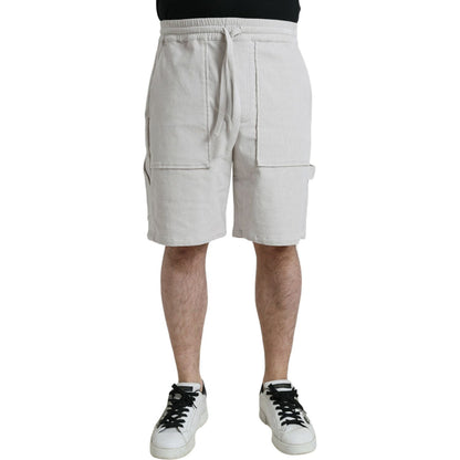 Dolce & Gabbana Beige Cotton Corduroy Logo Bermuda Shorts