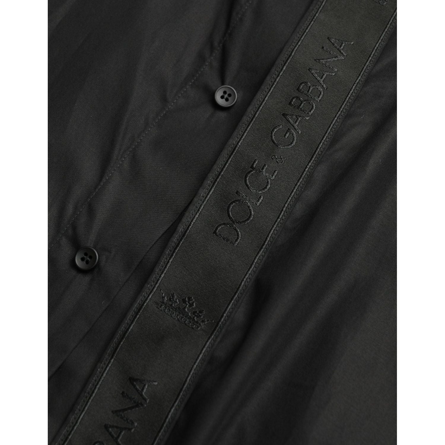 Dolce & Gabbana Black Cotton Logo Formal GOLD Dress Shirt