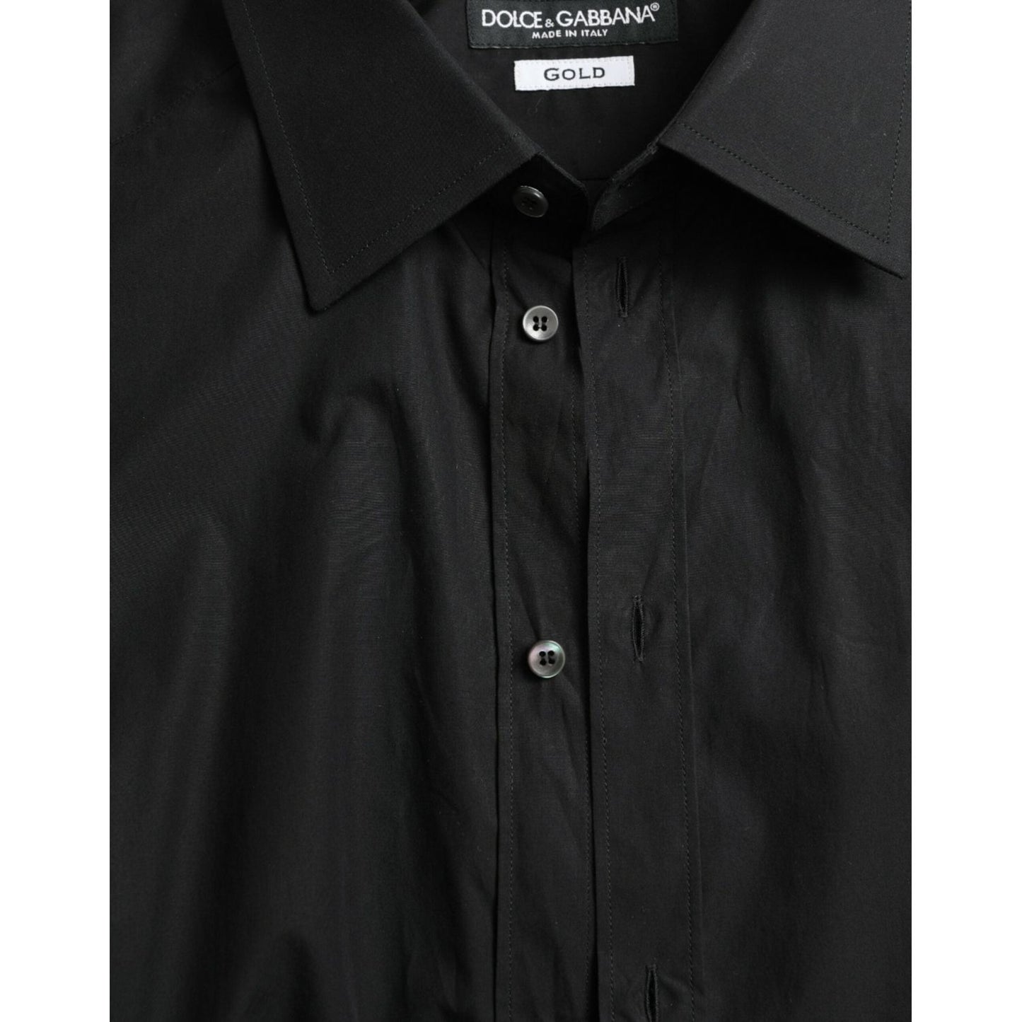 Dolce & Gabbana Black Cotton Men Formal GOLD Dress Shirt