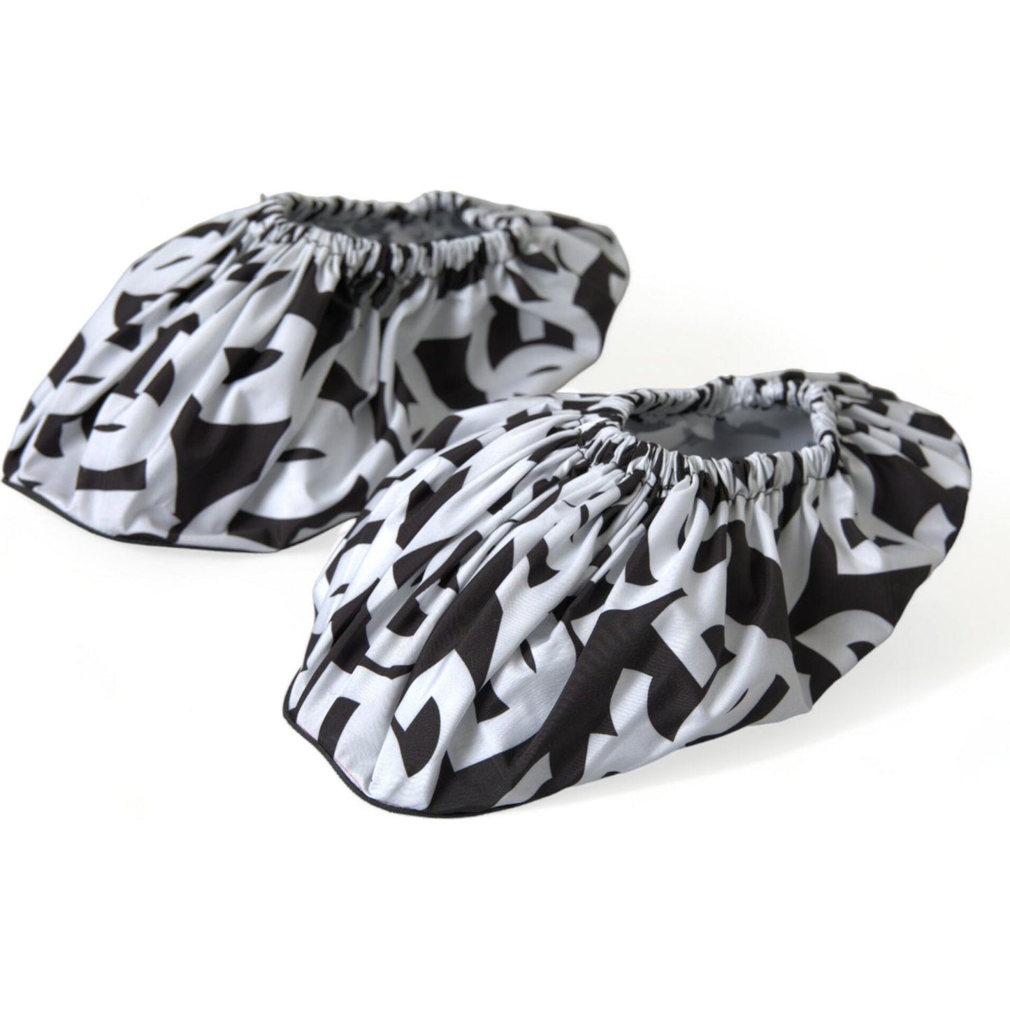 Dolce & Gabbana White Logo Print Nylon Slip On Flats Shoes