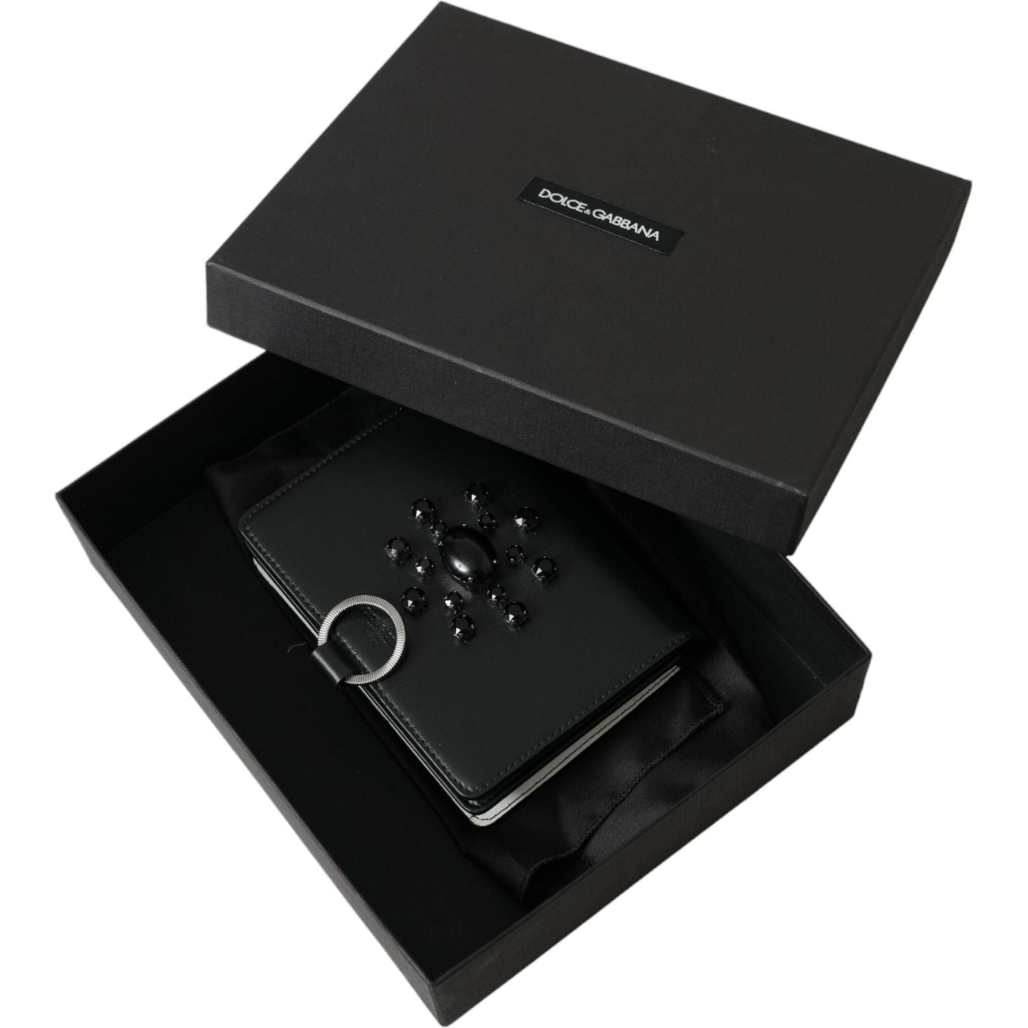 حامل بطاقات جلدي أنيق مزين بالكريستال من دولتشي آند غابانا