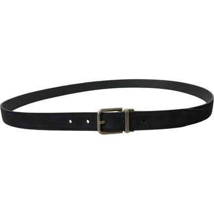 Dolce & Gabbana Black Goat Leather Antique Metal Buckle Belt