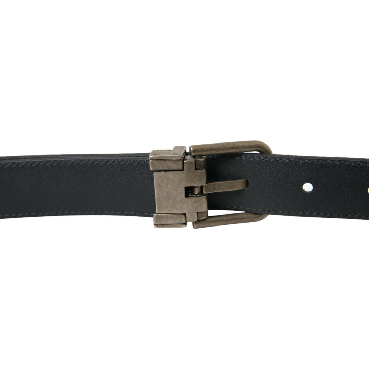 Dolce & Gabbana Black Goat Leather Antique Metal Buckle Belt