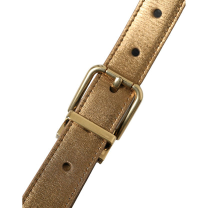 Dolce & Gabbana Metallic Gold Calf Leather Metal Buckle Belt