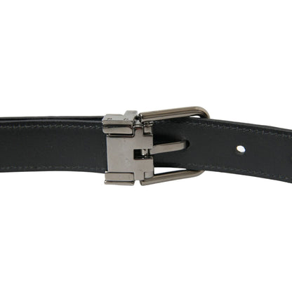 Dolce & Gabbana Black Leather Silver Metal Buckle Belt