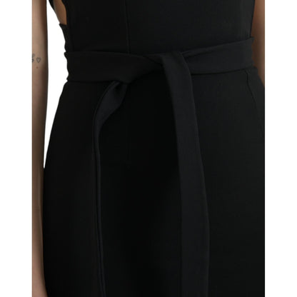 Dolce & Gabbana Black Sheath Halter Sleeveless Midi Dress