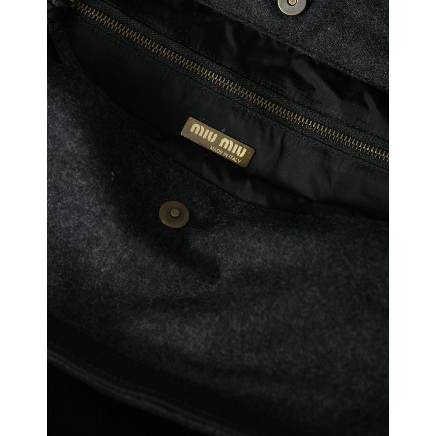 Miu Miu Black Canvas Denim Logo Shoulder Tote Shopping Bag BAG1190