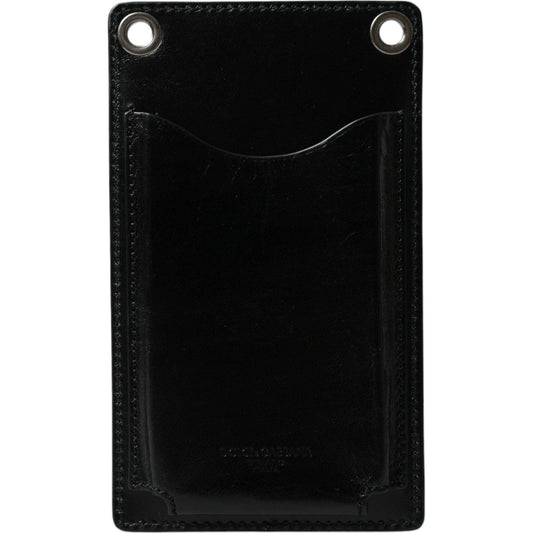 Dolce & Gabbana Wallet Black Horse Leather Zip Logo Cross Body Phone Slot SMY101297