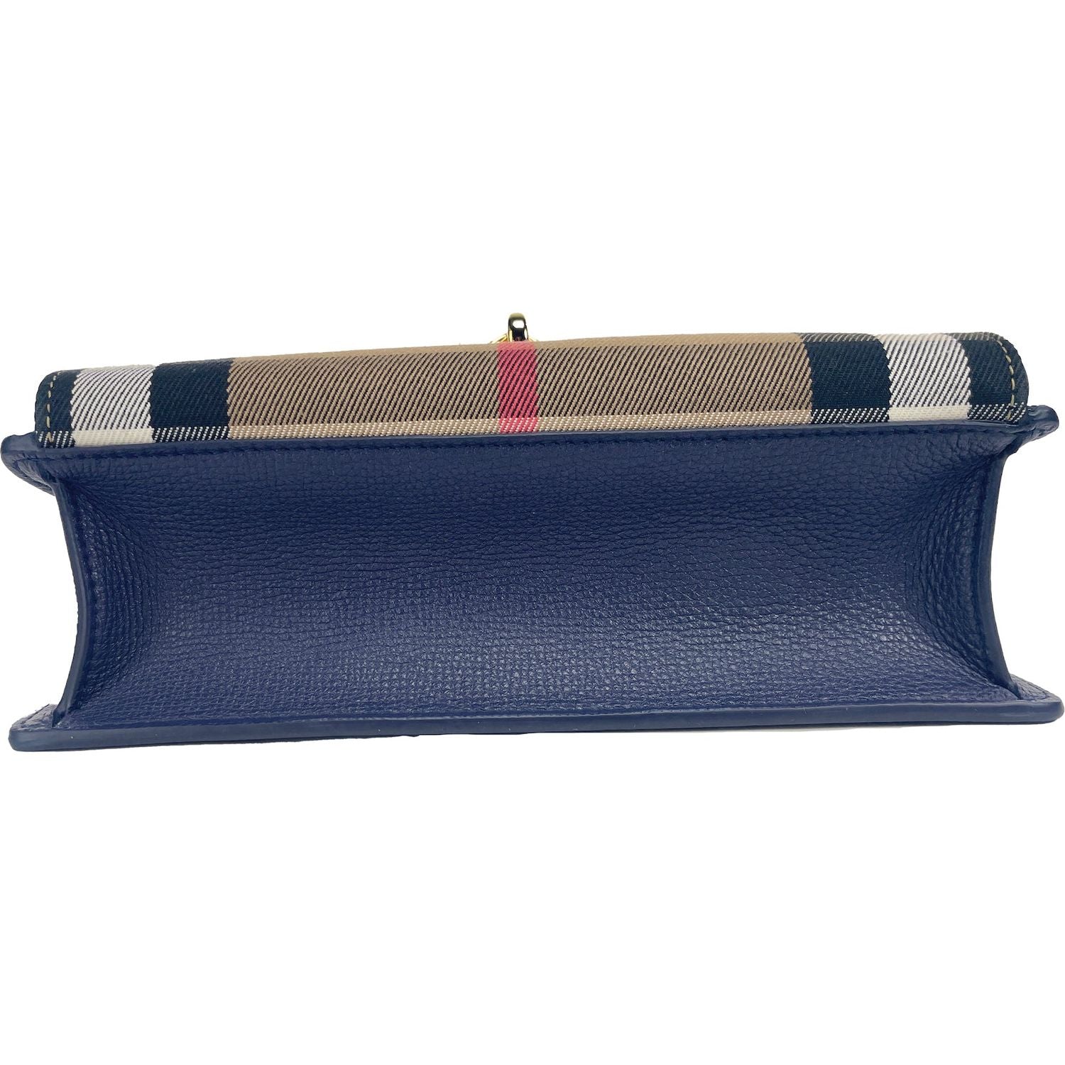 حقيبة كروس بودي صغيرة من الجلد بتصميم مربعات من Burberry Macken باللون الأزرق الريجنسي