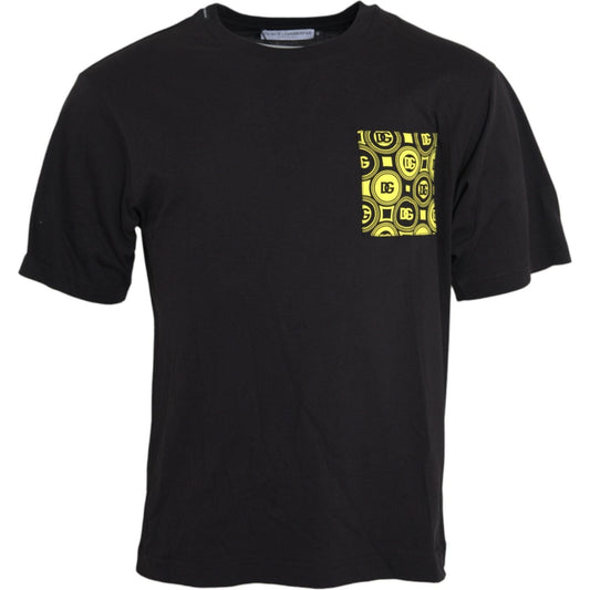 Dolce & Gabbana Black Printed Pocket Cotton Crewneck T-shirt TSH851894-44