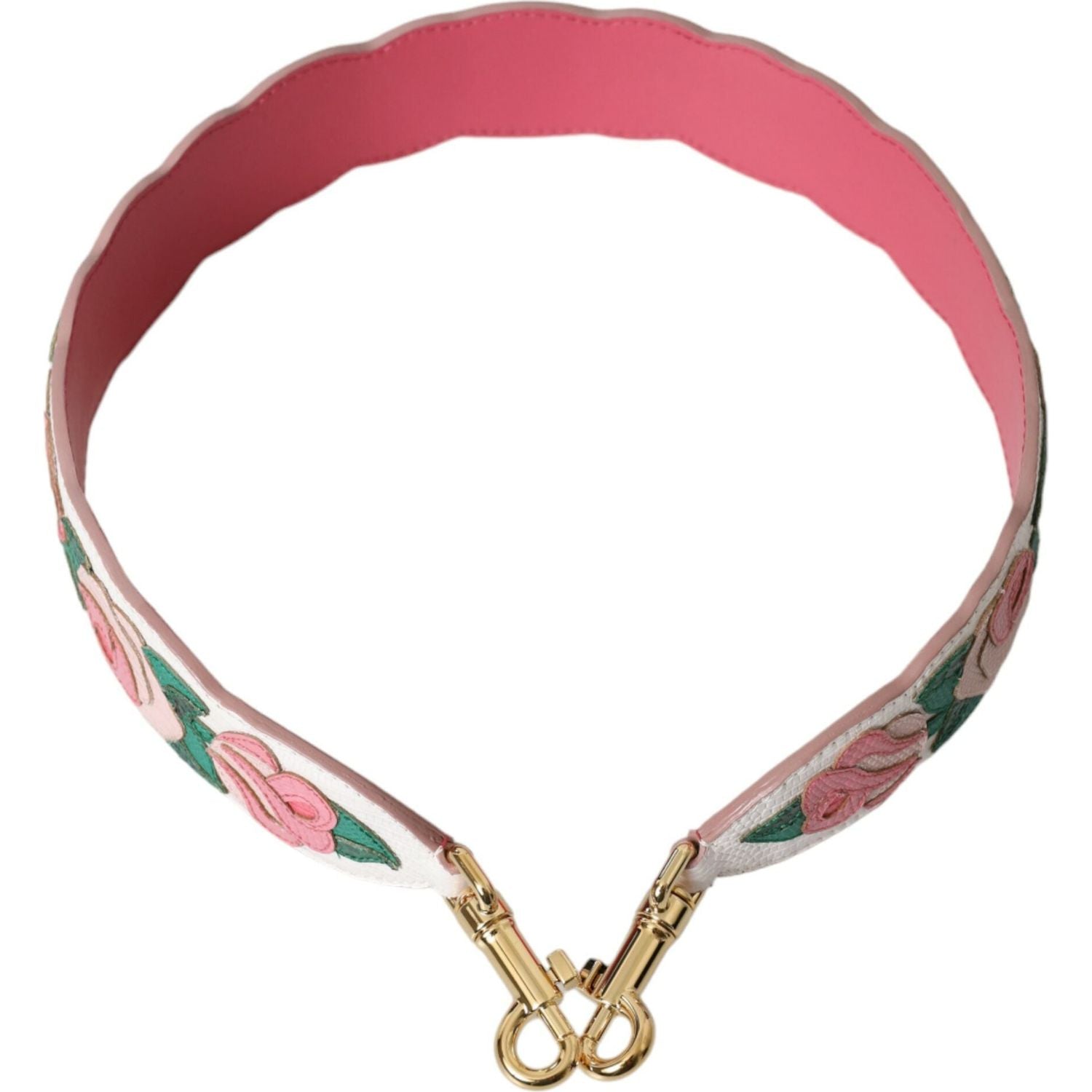 حزام كتف من الجلد باللون الأبيض مزين بالزهور من دولتشي آند غابانا