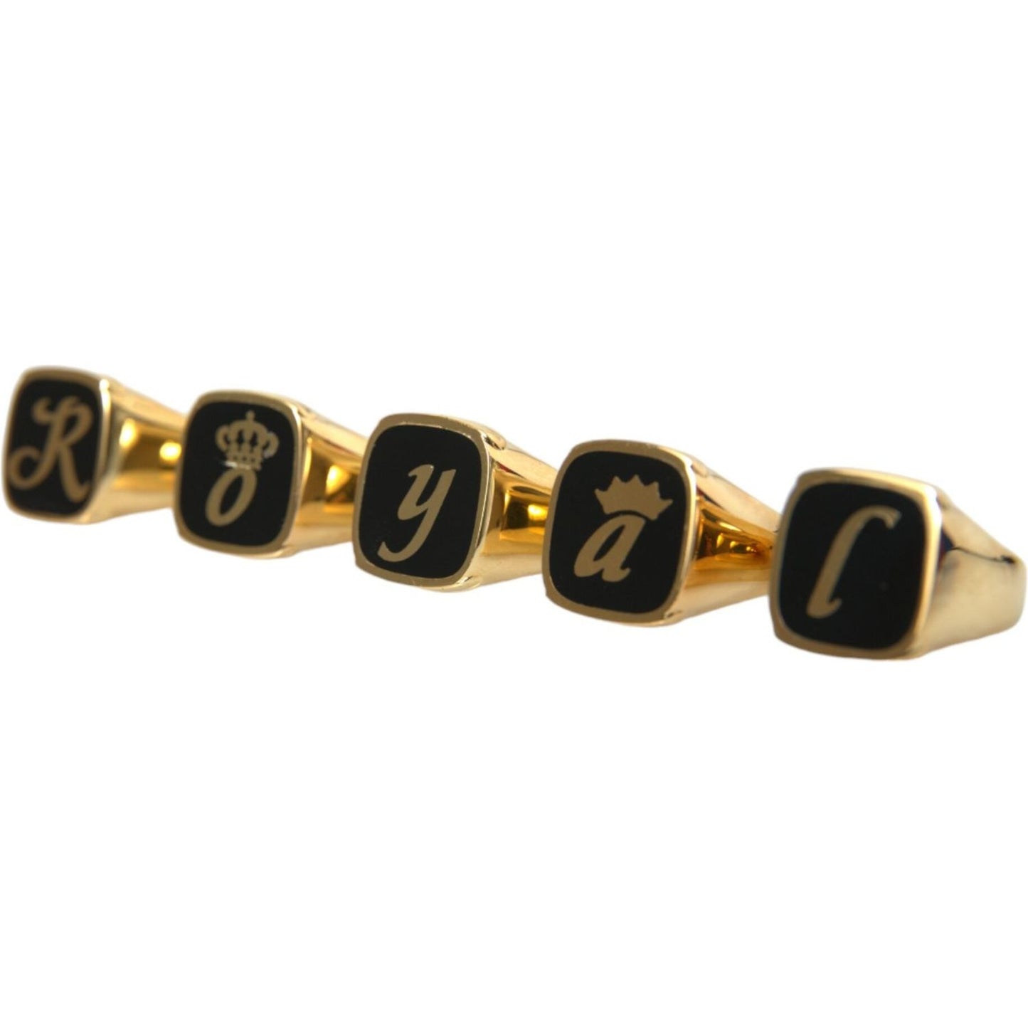 Dolce & Gabbana Gold Brass ROYAL Enamel Set of 5 Ring SMY101388
